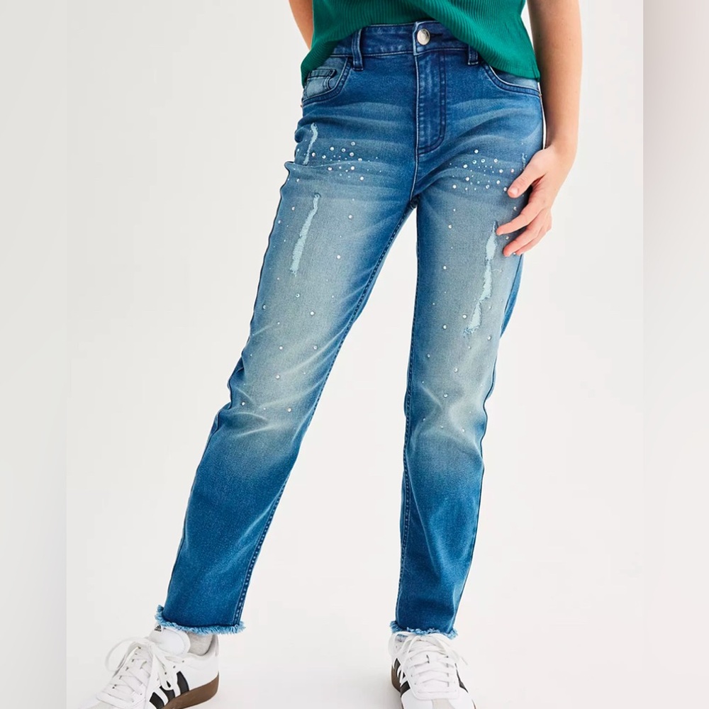 Limited Too Girls Rhinestone straight leg jeans | size 14 | NWT